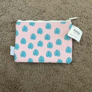 PINK MONSTERA NEOPRENE ZIPPER TOTE